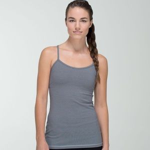 Lululemon Power Y Tank, black and grey stripe